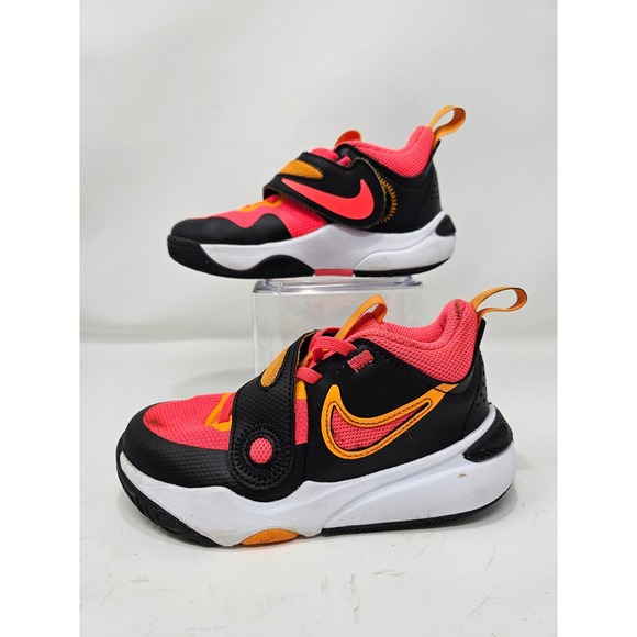 Nike Kids Shoes Toddler 11C Pink Black Orange Hook Loop Athletic Sneakers - Picture 2 of 8